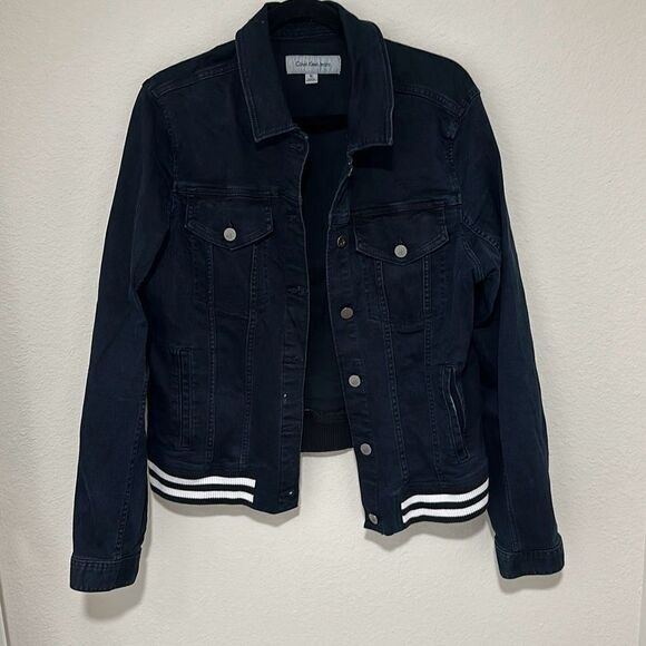 Calvin Klein Womens Blue Button-Front Trucker Utility Denim Jacket Size XL - Picture 1 of 7